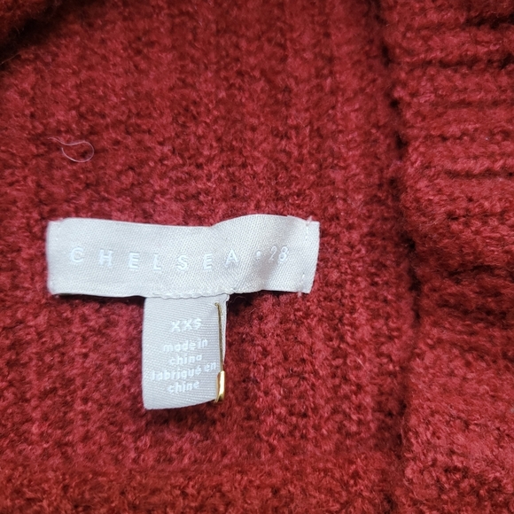 CHELSEA 28 NWOT Rib Funnel Neck Women's Red Sweater Size XXS - Picture 5 of 6
